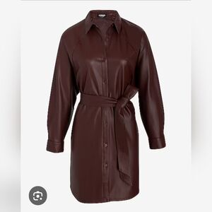 Faux Leather Boyfriend Mini Portofino Shirt Dress M/L